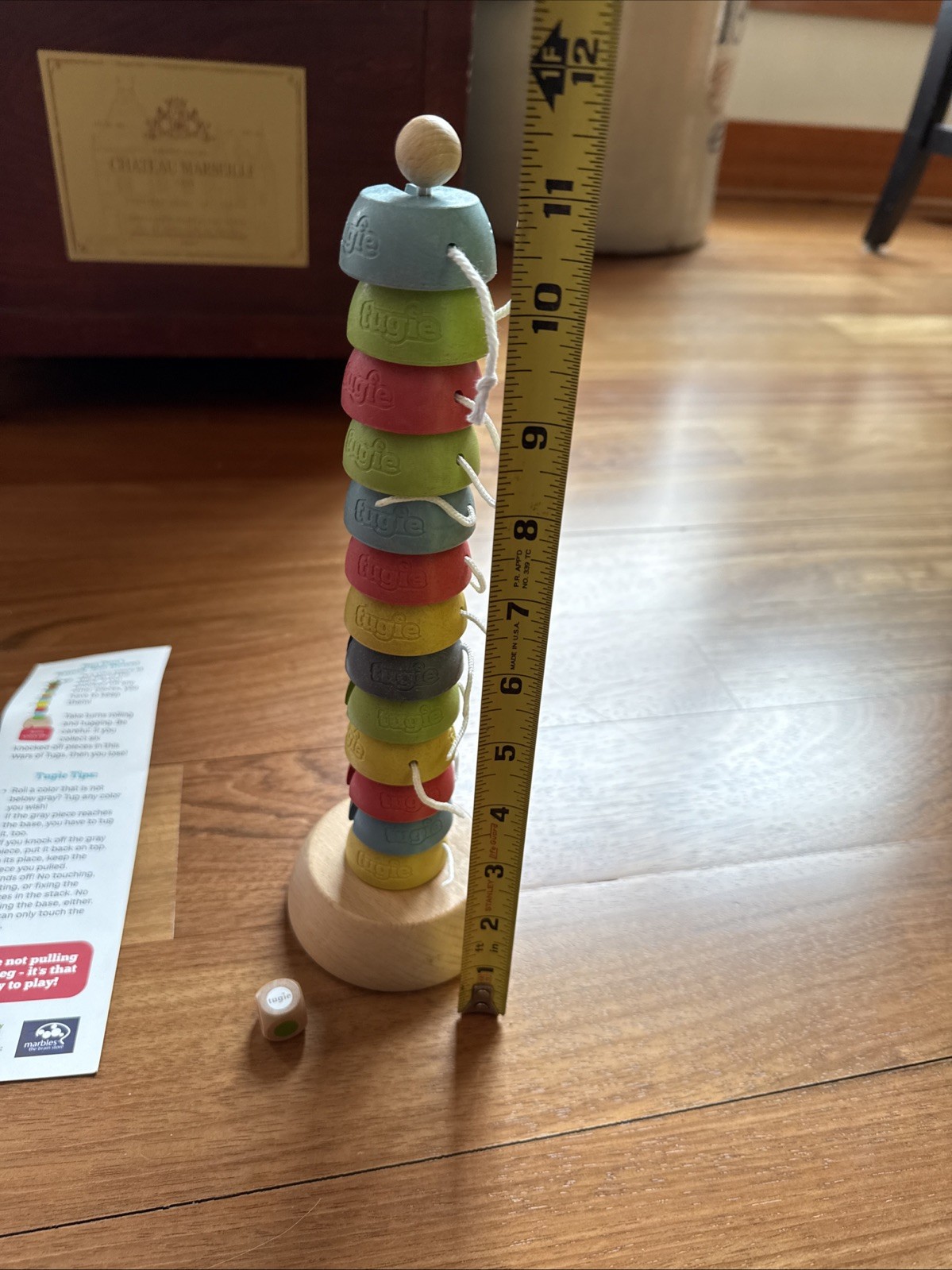 Tugged Don’t Topple The Tower Wooden Game by Marbles Brain Workshop EUC