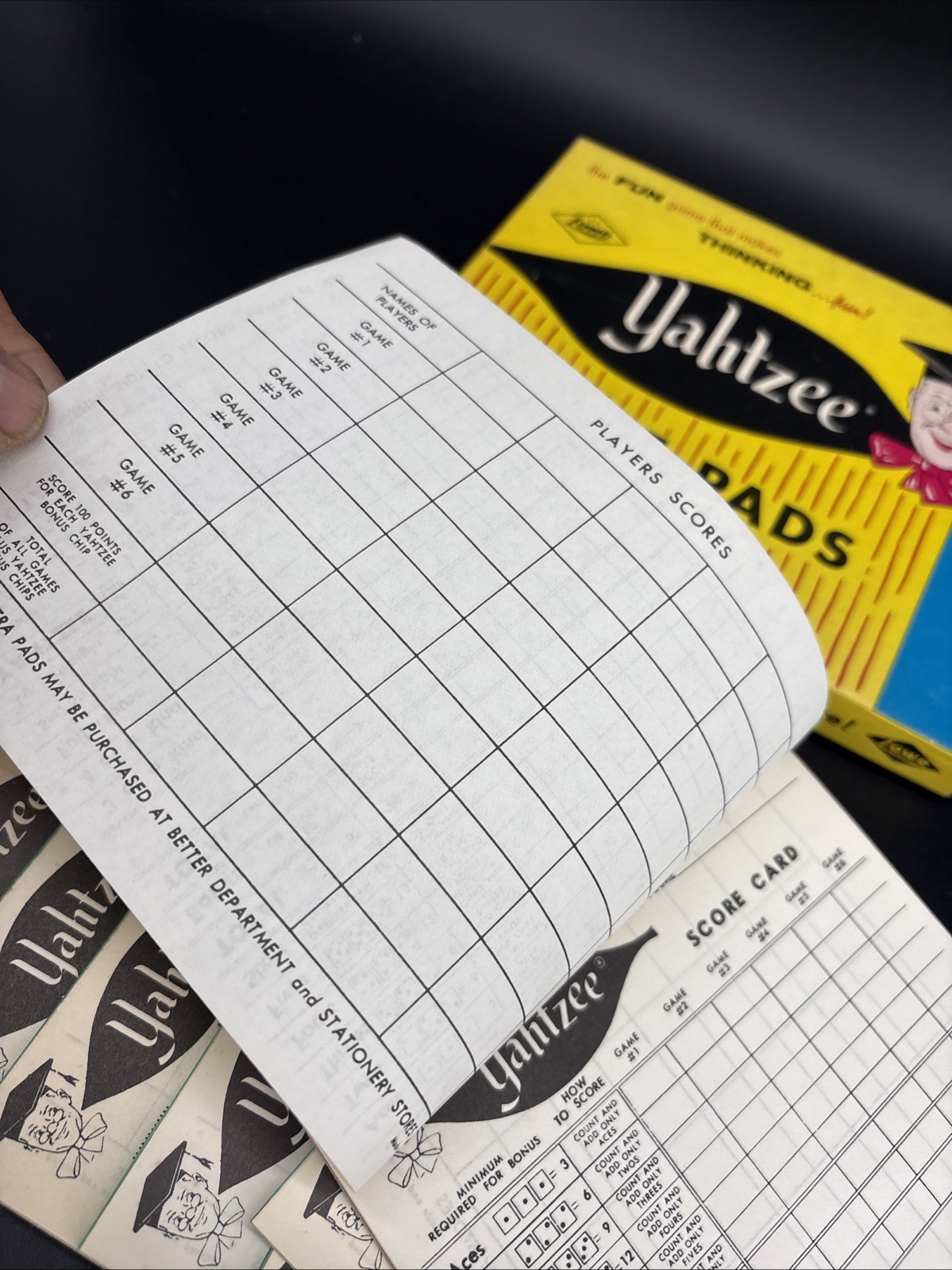 Vintage Yahtzee, Triple Yahtzee & Kismet Score Pads – 15 Pads Total