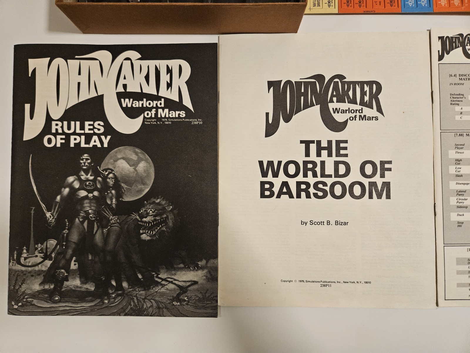 SPI Wargame John Carter – Warlord of Mars Bright Box, Unpunched cards Crisp Book
