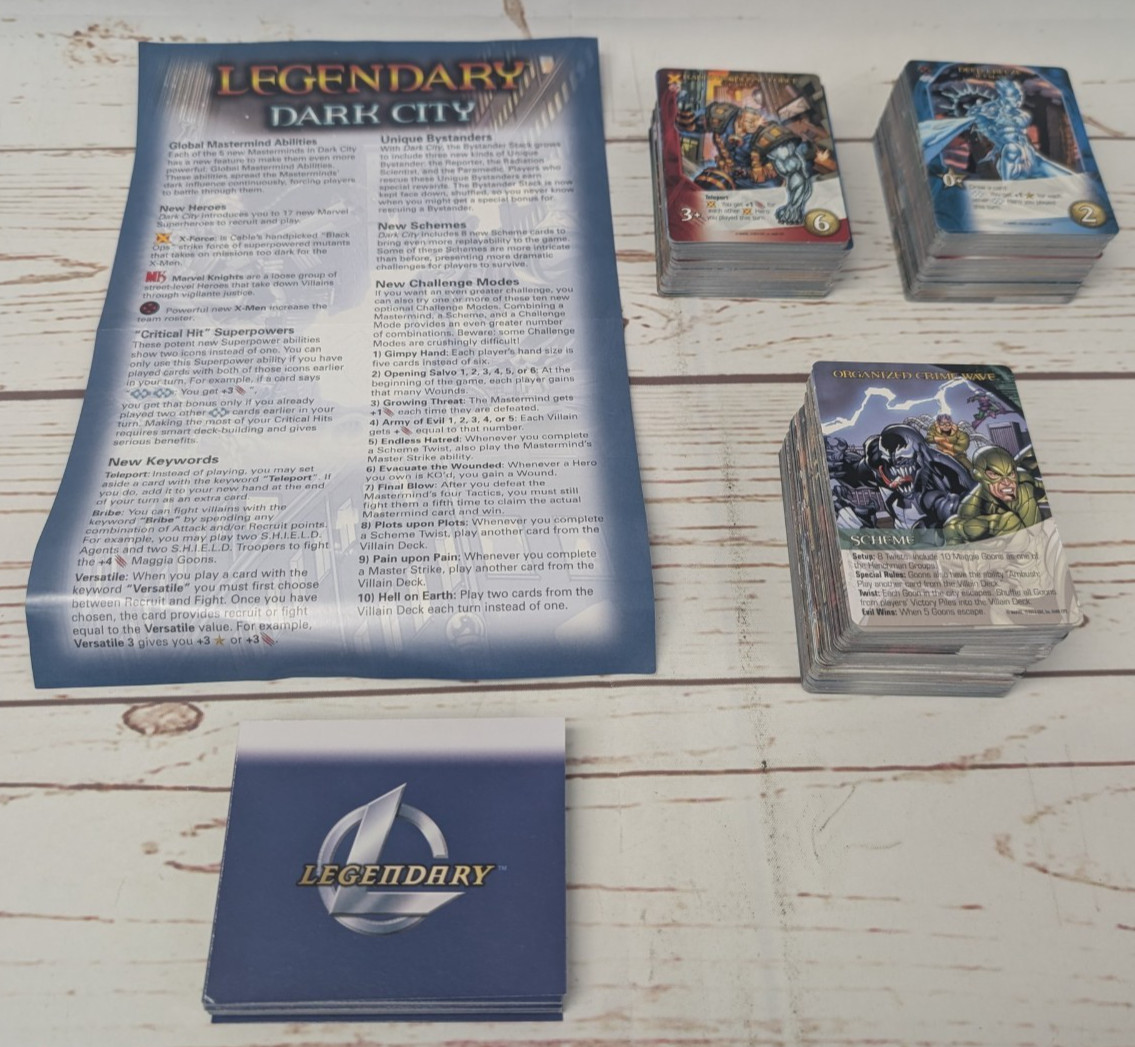 Marvel Legendary Dark City Expansion Upper Deck Board Game No Box 2013