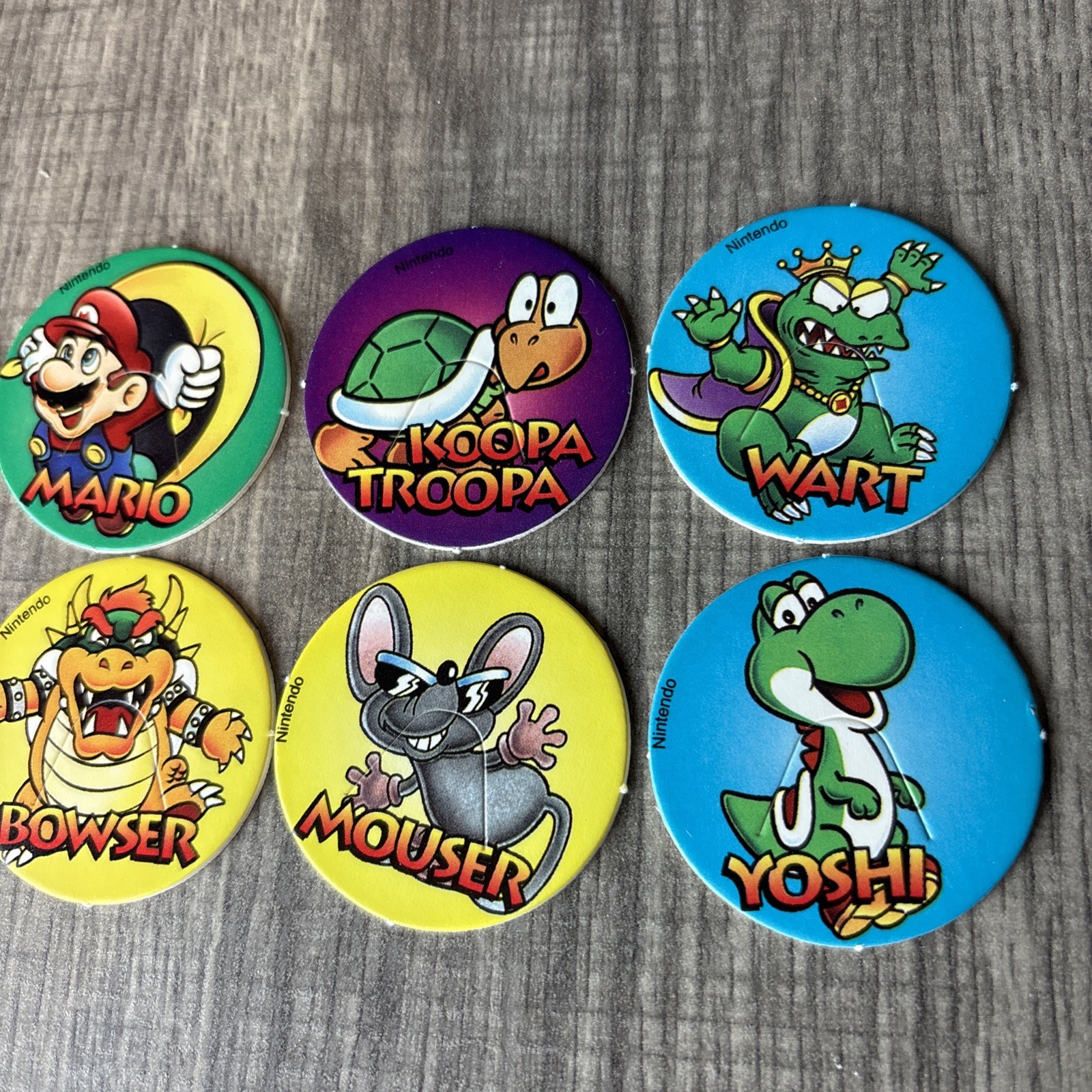 Super Mario Nintendo Pogs Caps Wario Yoshi Bowser Roy Koopa Wart Mouser