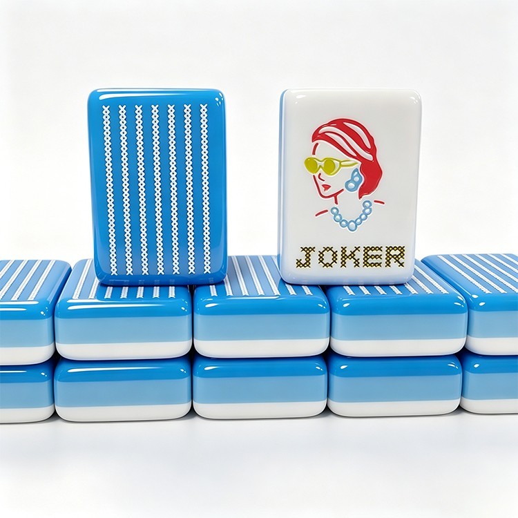 Blue Stripe 4-Layer Acrylic Mahjong Tiles American Set 160 Pcs – US Fast Ship!