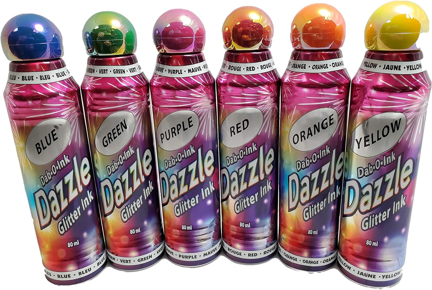 Dazzle Glitter Bingo Dauber/Dabber Ink 6-Pack Mixed Colors