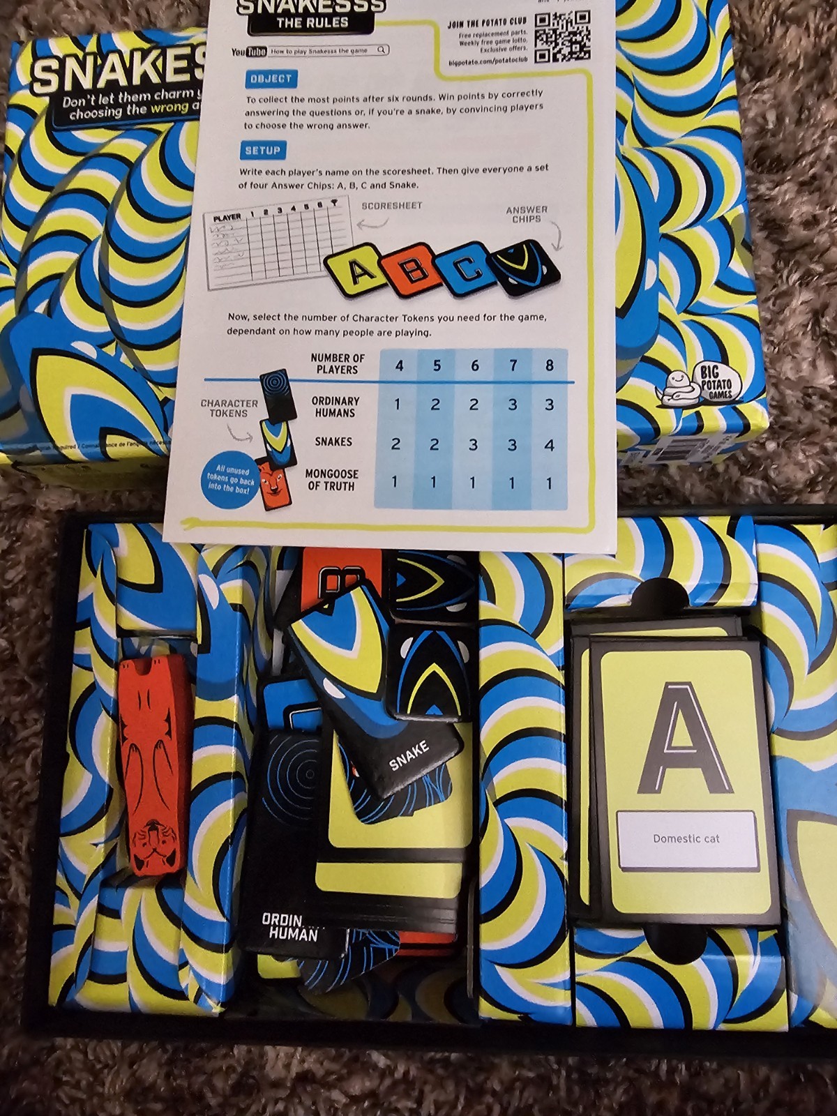 Big Potato Snakesss Board Game Social Family Game – Brand New