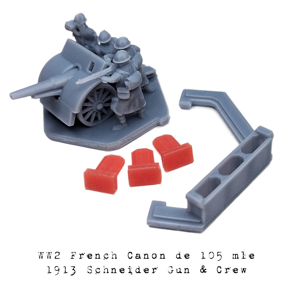 WW2 French Canon de 105 mle 1913 Schneider Gun & Crew Artillery | 15mm, 1/72