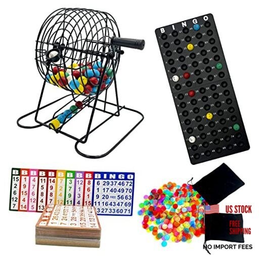 Deluxe Bingo Game Set-Includes Bingo Cage,600 Colorful Bingo Chips with a