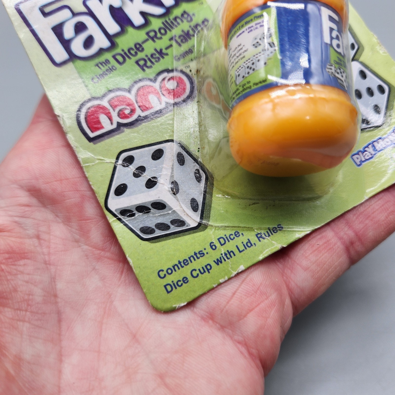 Farkle Nano Keychain Mini Dice Game 2016 Yellow Sealed *Package Wear See Photos