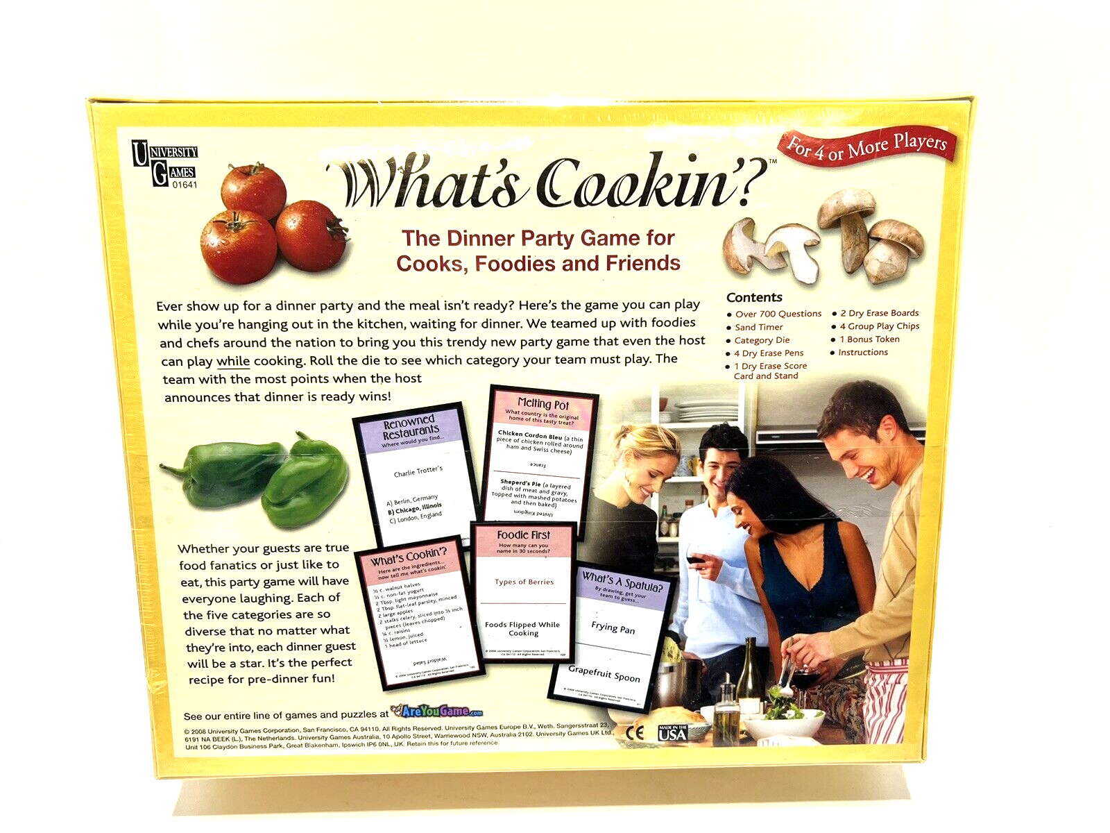 What’s Cookin? Dinner Party Game Cooks Chefs Foodies Friends 2008 NIB