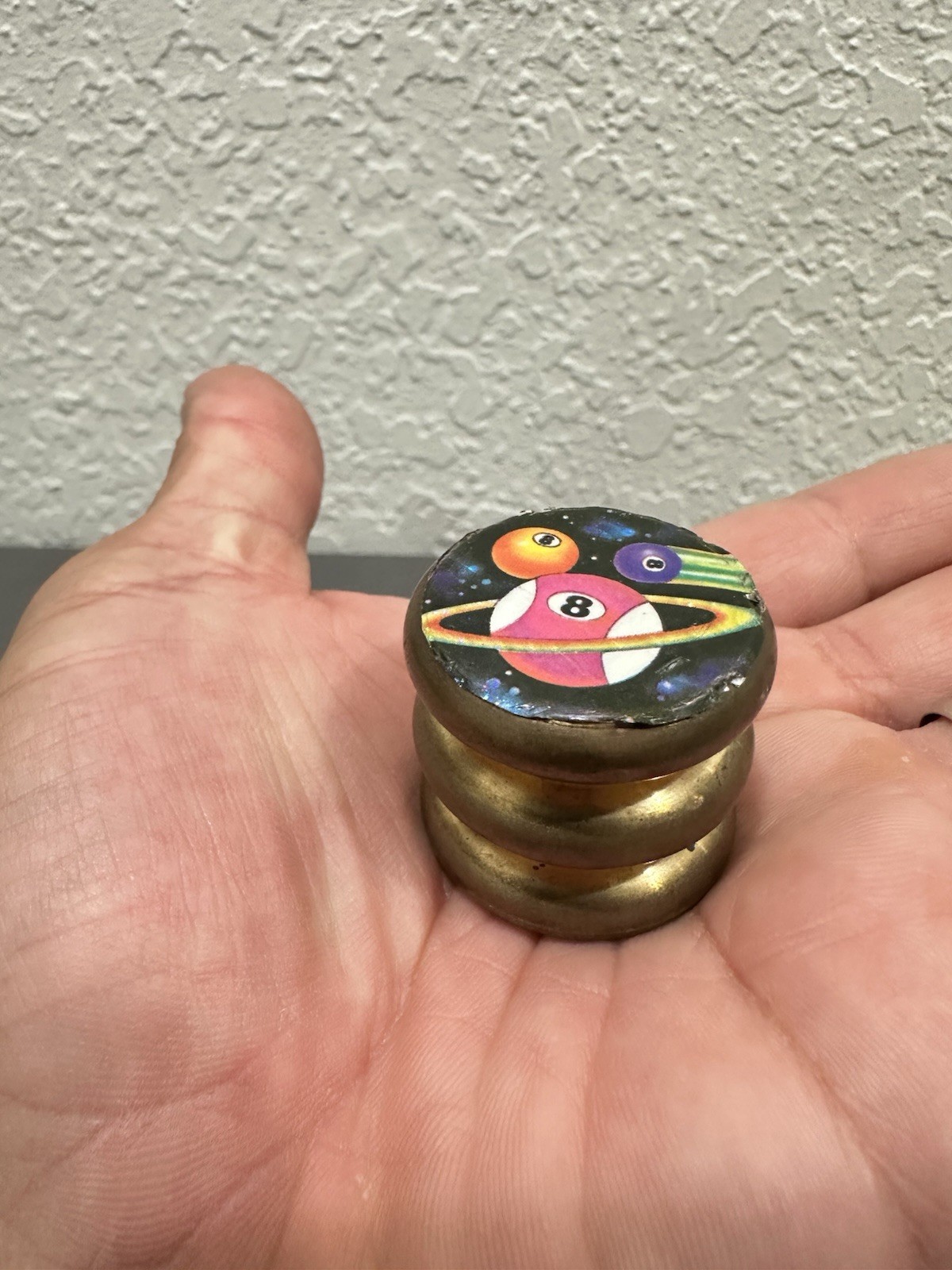 Vintage 90s Heavy Brass Metal Pog Slammer – 8 Ball – Thick & Heavy – 5+ Oz