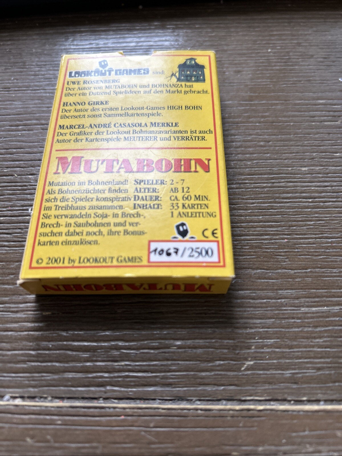 MUTABOHN BOHNAZA EXPANSION #1067 of 2500 PRINTED LOOKOUT GAMES ROSENBERG RARE!!!