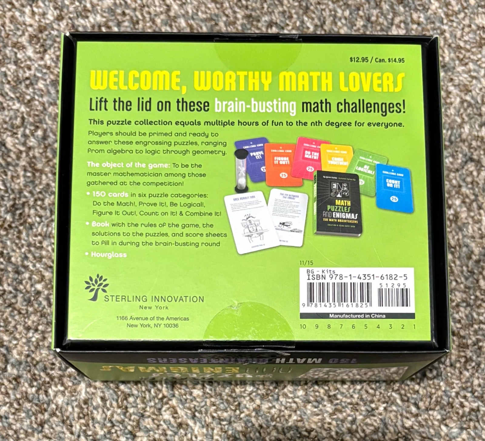 Math Puzzles and Enigmas 150 Brain Teasers Card Game Sterling Innovation Complet