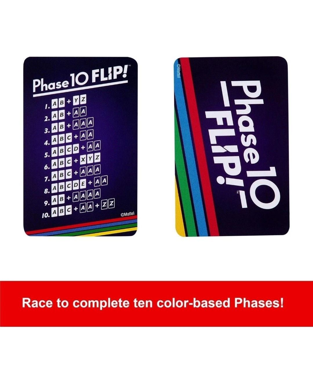 Mattel Games Phase 10 Flip Card Game, Family Card Game with Double-sided Cards,