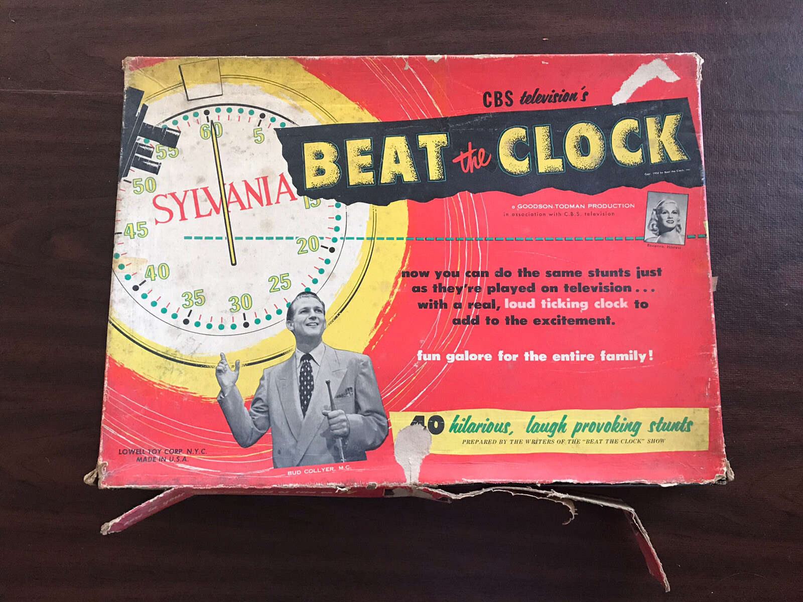 Vintage CBS BEAT THE CLOCK Sylvania Board Game 1954 Lowell Toy Corp Bud Collyer
