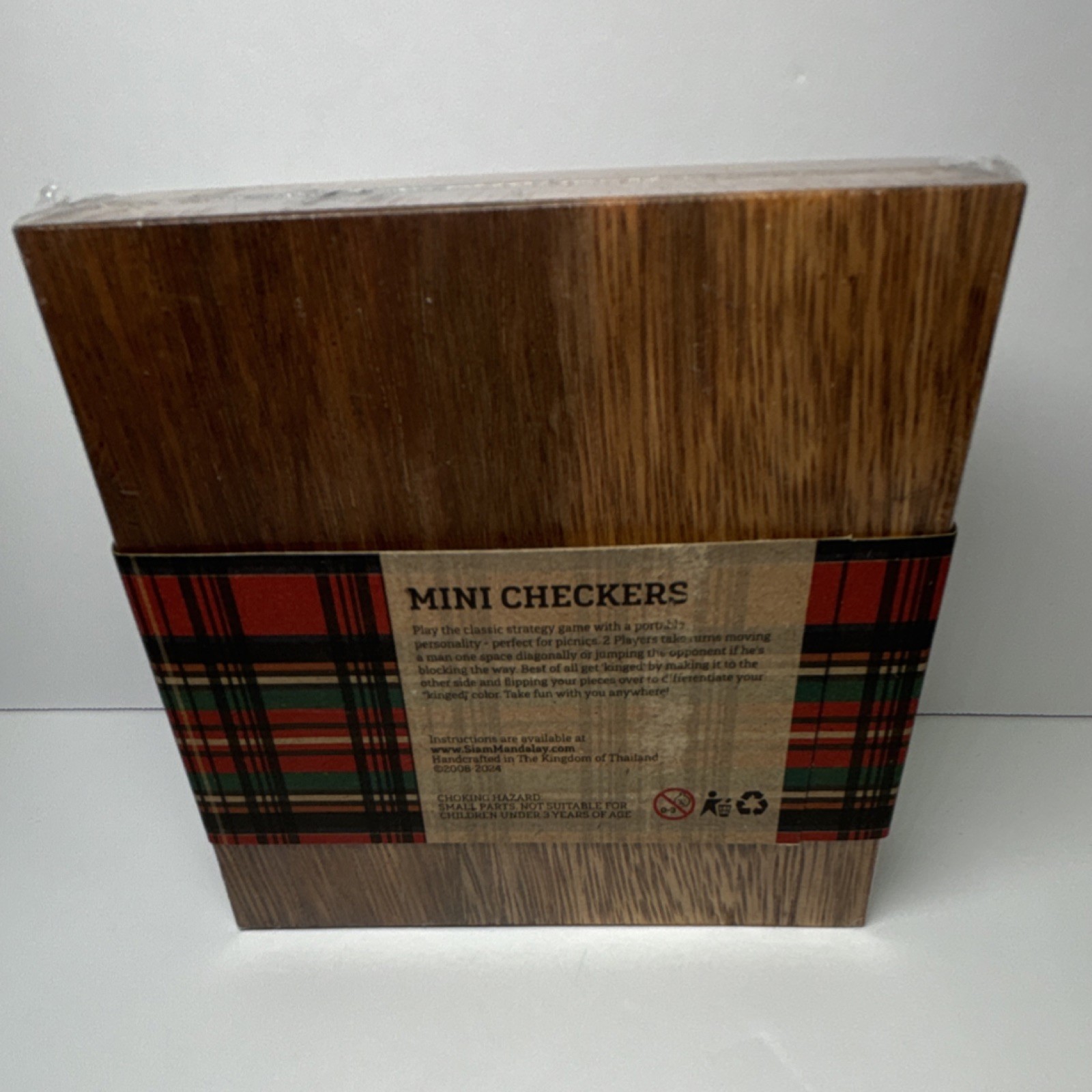 New Siam Mandalay Wooden Checker Game Mini Travel Board Hand Crafted In Thailand