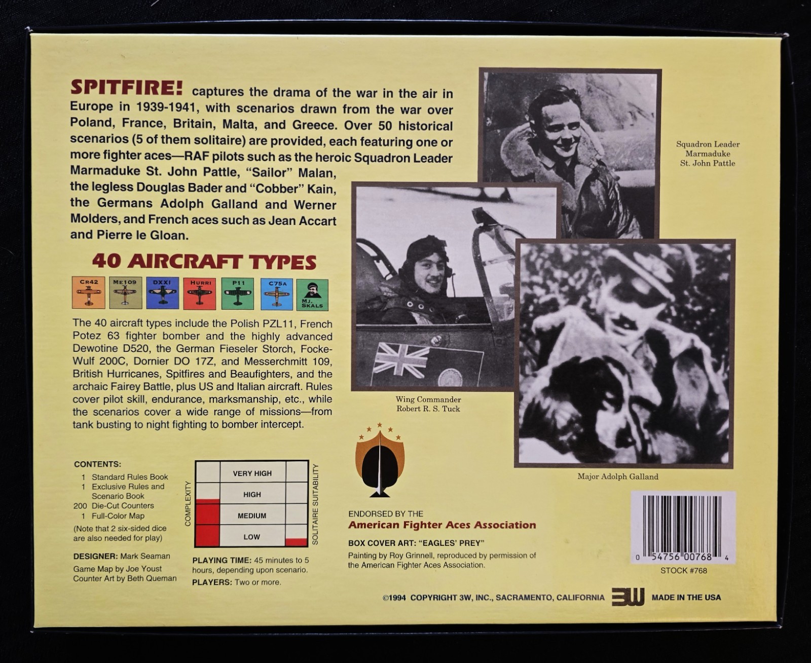 “SPITFIRE!” BOARD WAR GAME – 3W – UNPUNCHED, COMPLETE – 50+ SCENARIOS