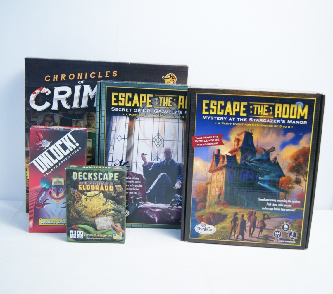 Escape Room Board Game Lot: Chronicles of Crime Unlock Deckscape Escape the Room