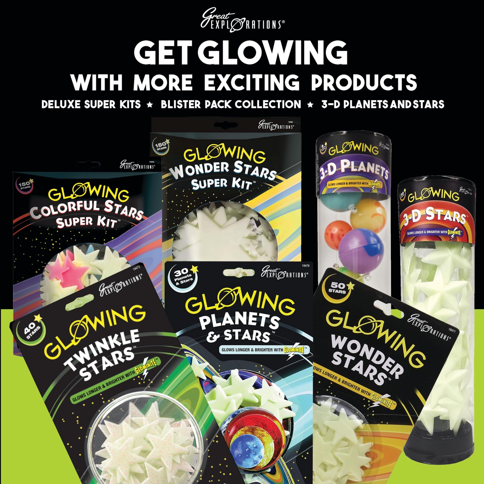 30 Pack Glowing Planets and Stars Tabletop Game for Kids Ages 5 and Up
