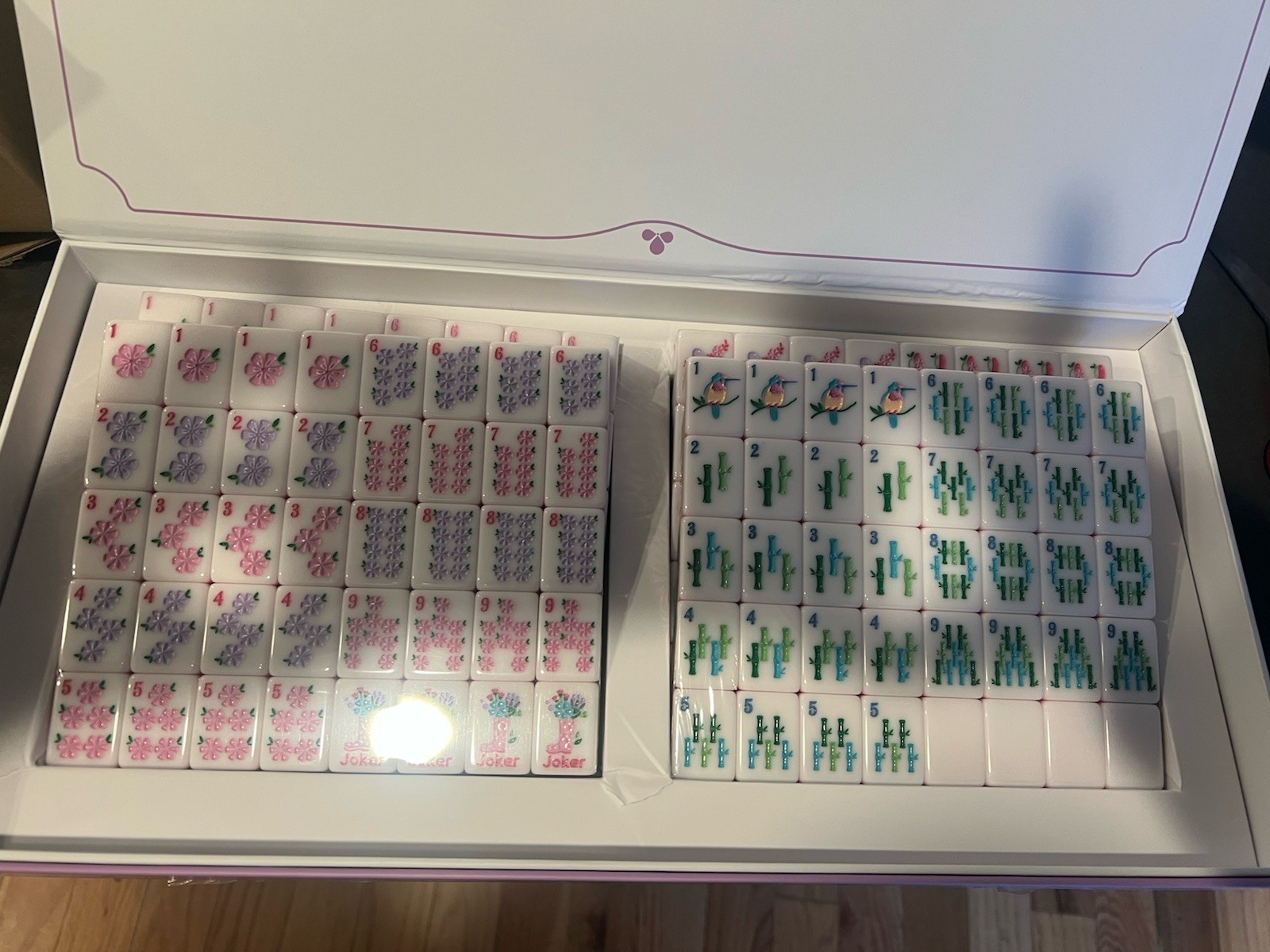Florea Luxury American Mahjong Set 160 Hand Painted Tiles Purple Gift Box