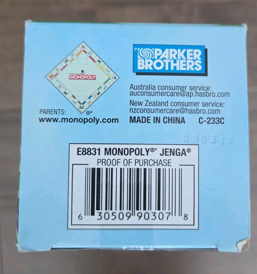Hasbro Gaming Game Mash Ups Monopoly Jenga 2 To 4 Players Ages 8 Years & Up