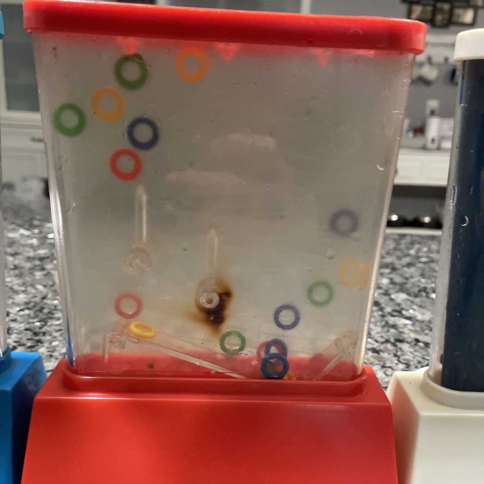 Waterful Lot Of Three, RingToss Tic Tac Toe And Robot. Rubber Plugs Missing