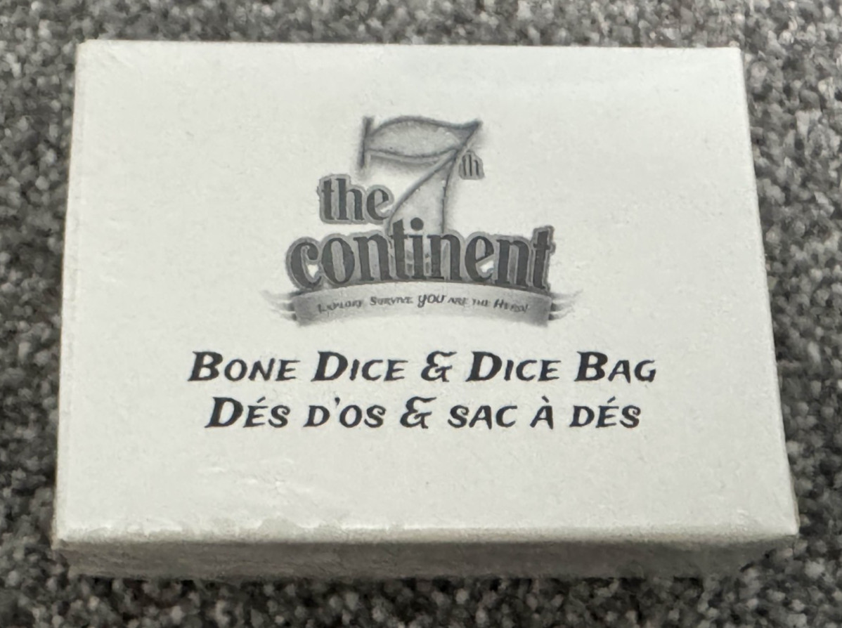 The 7th Continent Bone Dice and Bag Kickstarter Promo Set of 8 Dice NEW SEALED
