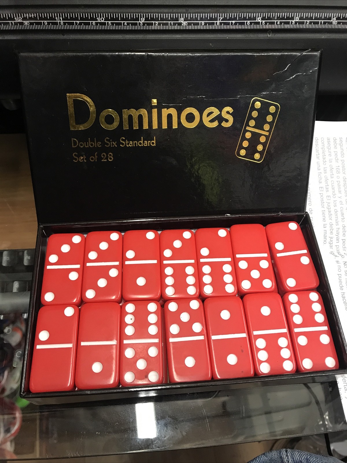 Dominoes Double 6 Six Standard Size Red Color