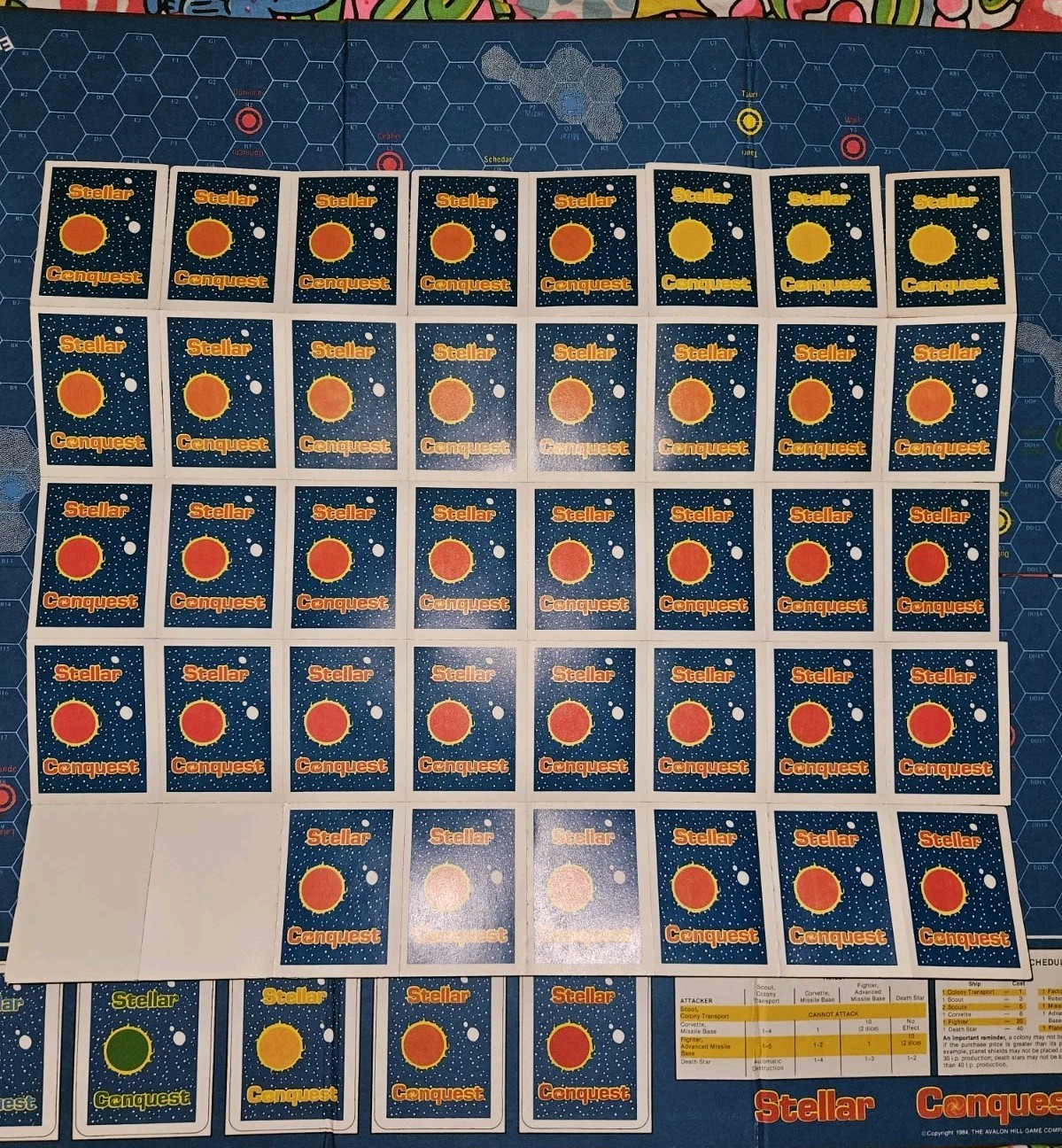 STELLAR CONQUEST Avalon Hill 1984 Board Game 100% Complete unpunched