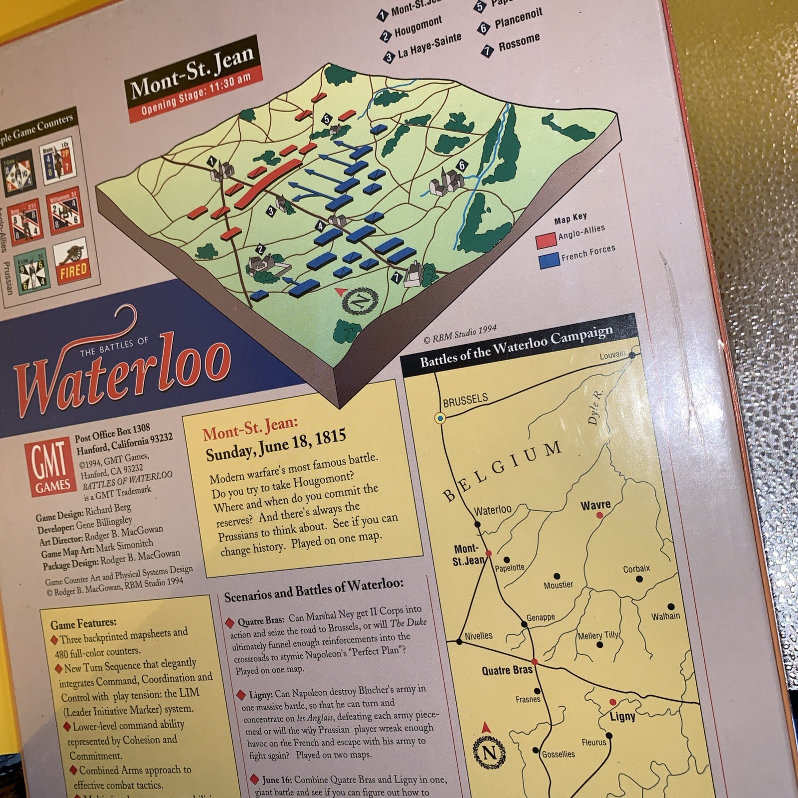 GMT 1994 – The Battles of WATERLOO game – June 16-18 1815 Napoleon UNPUNCHED