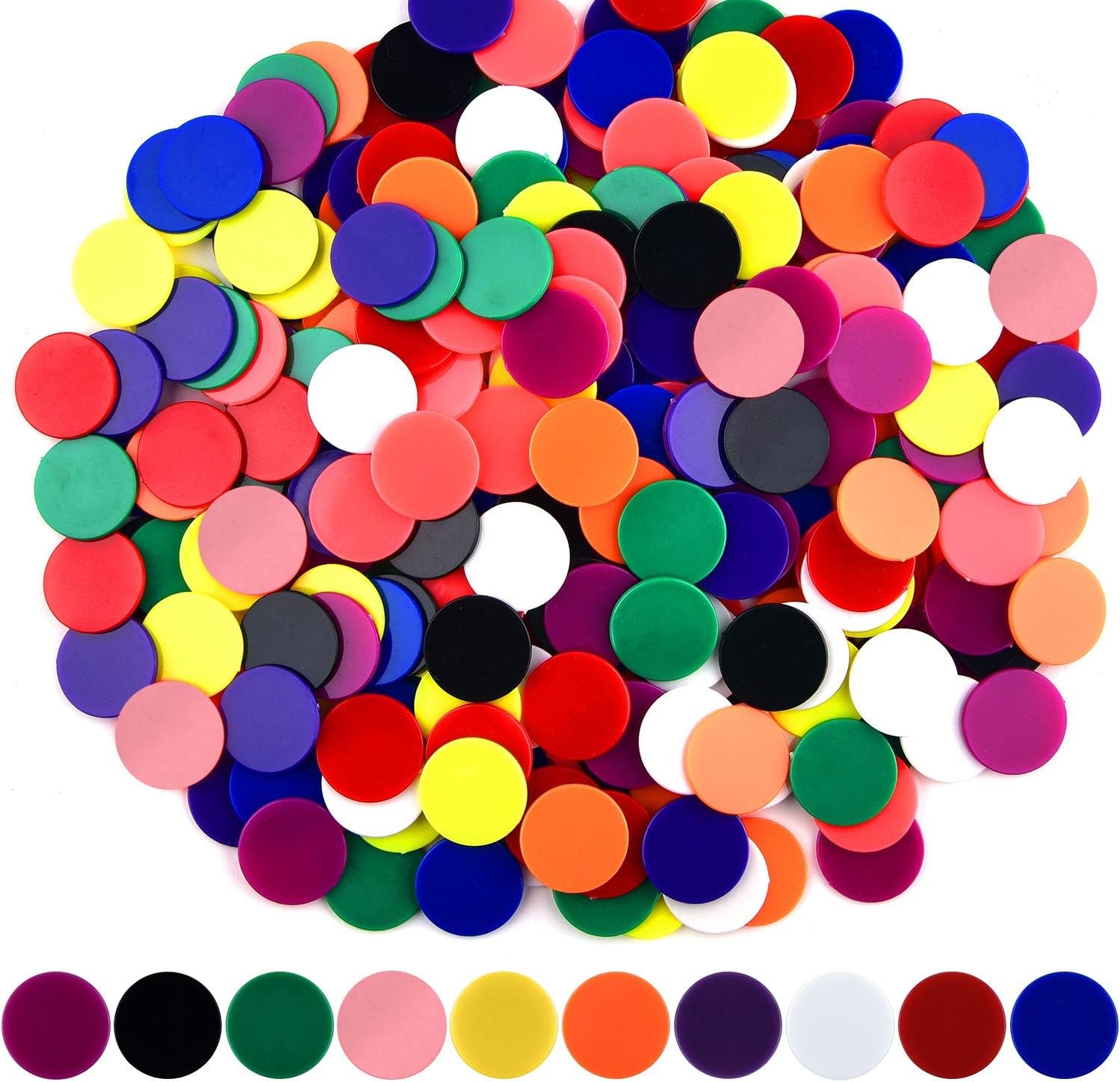 Coopay 200 Pieces 10 Colors 1-1/5 inch Plastic Learning Counters 10