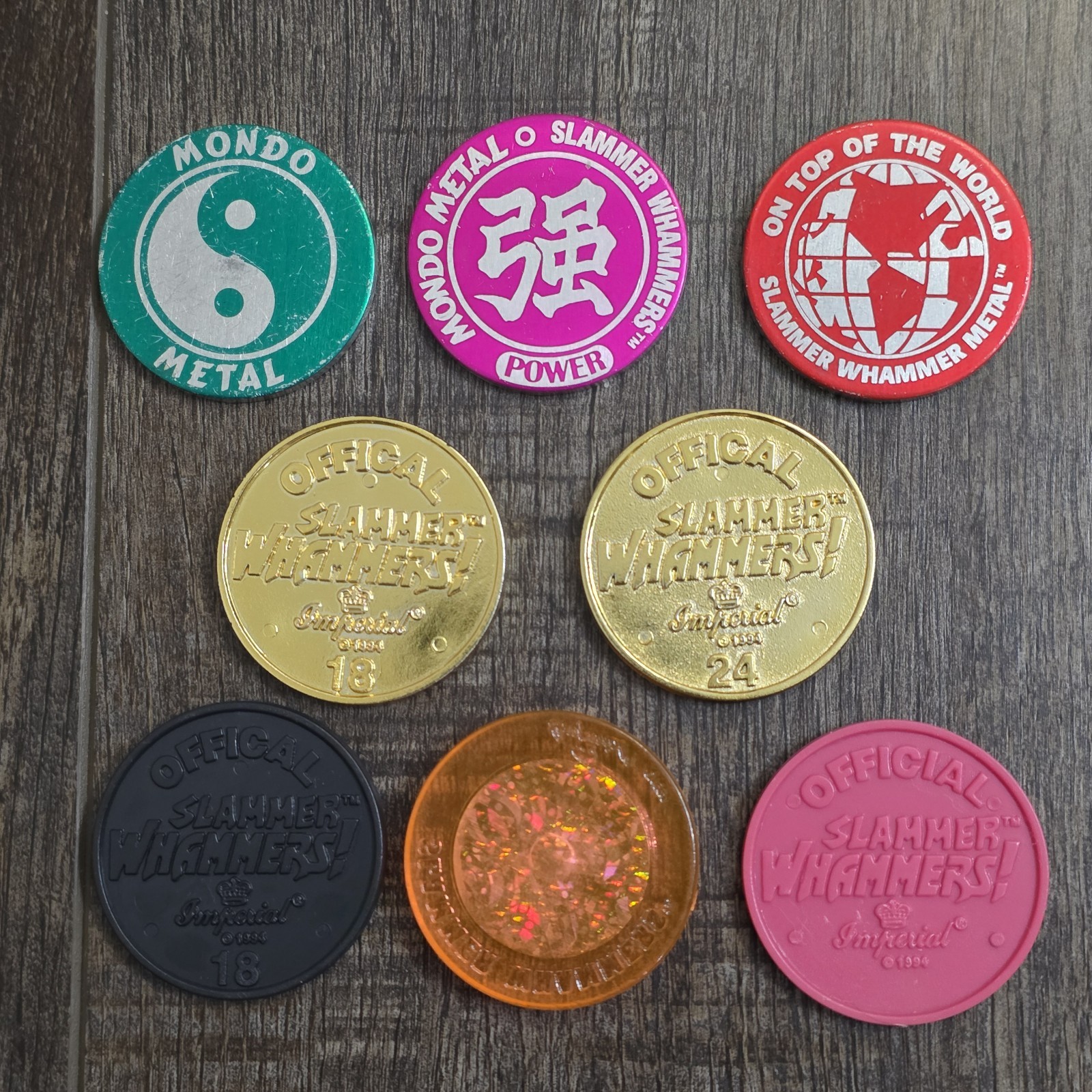 POG Slammer Whammers Mondo Metal Gold Imperial 1994 Lot of 8 Aluminum Rare