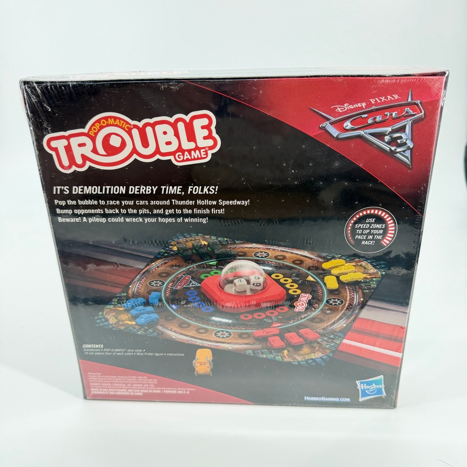 Disney Pixar Cars 3 Trouble Board Game Hasbro 2016 Pop-O-Matic NIB Sealed