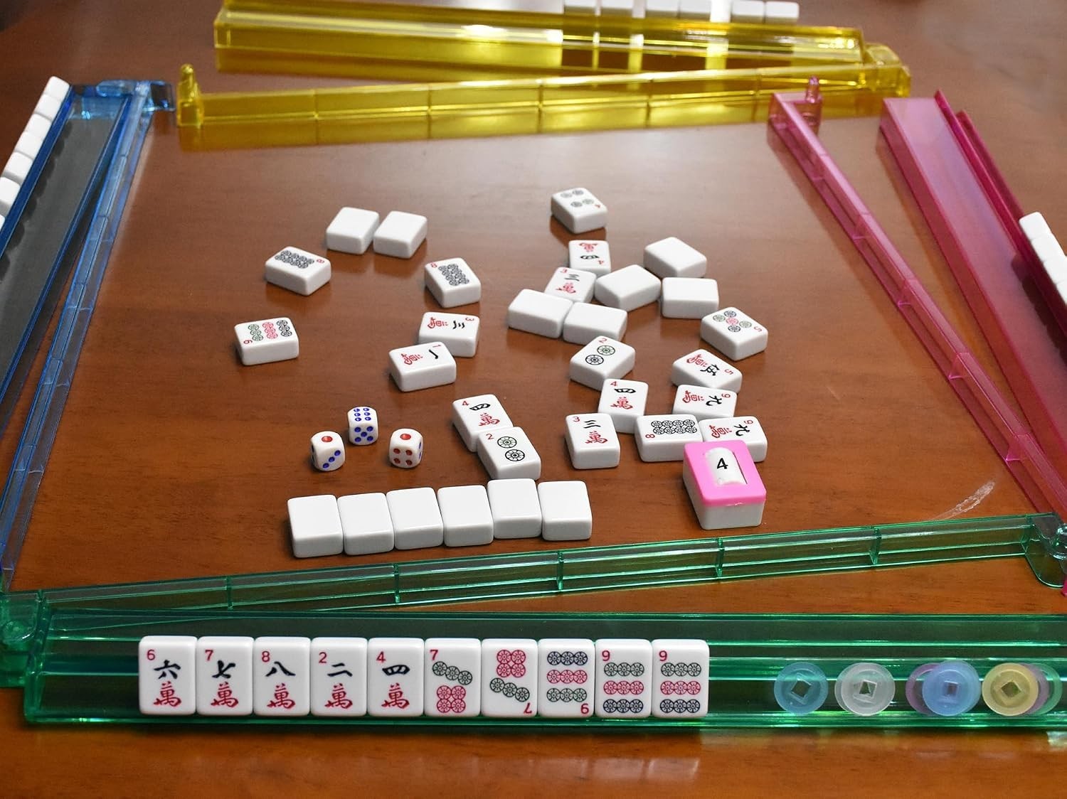 American Mahjong Set 166 Premium White Tiles, 4 All-in-One with Carrying Bag