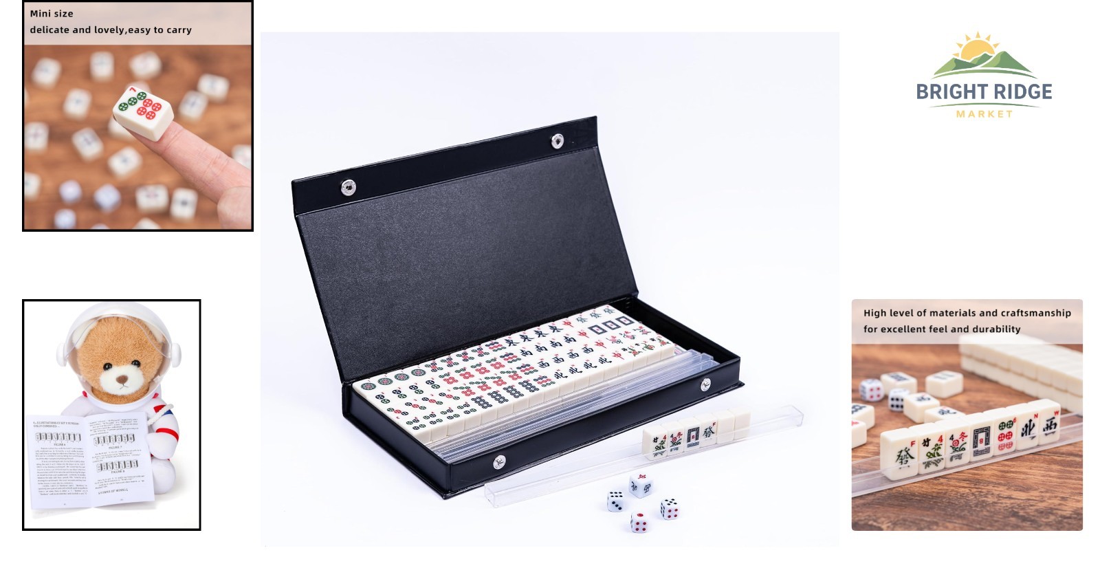 Mini Mahjong Game with Numbered Tiles, Racks and Easy-to-Follow Instructions