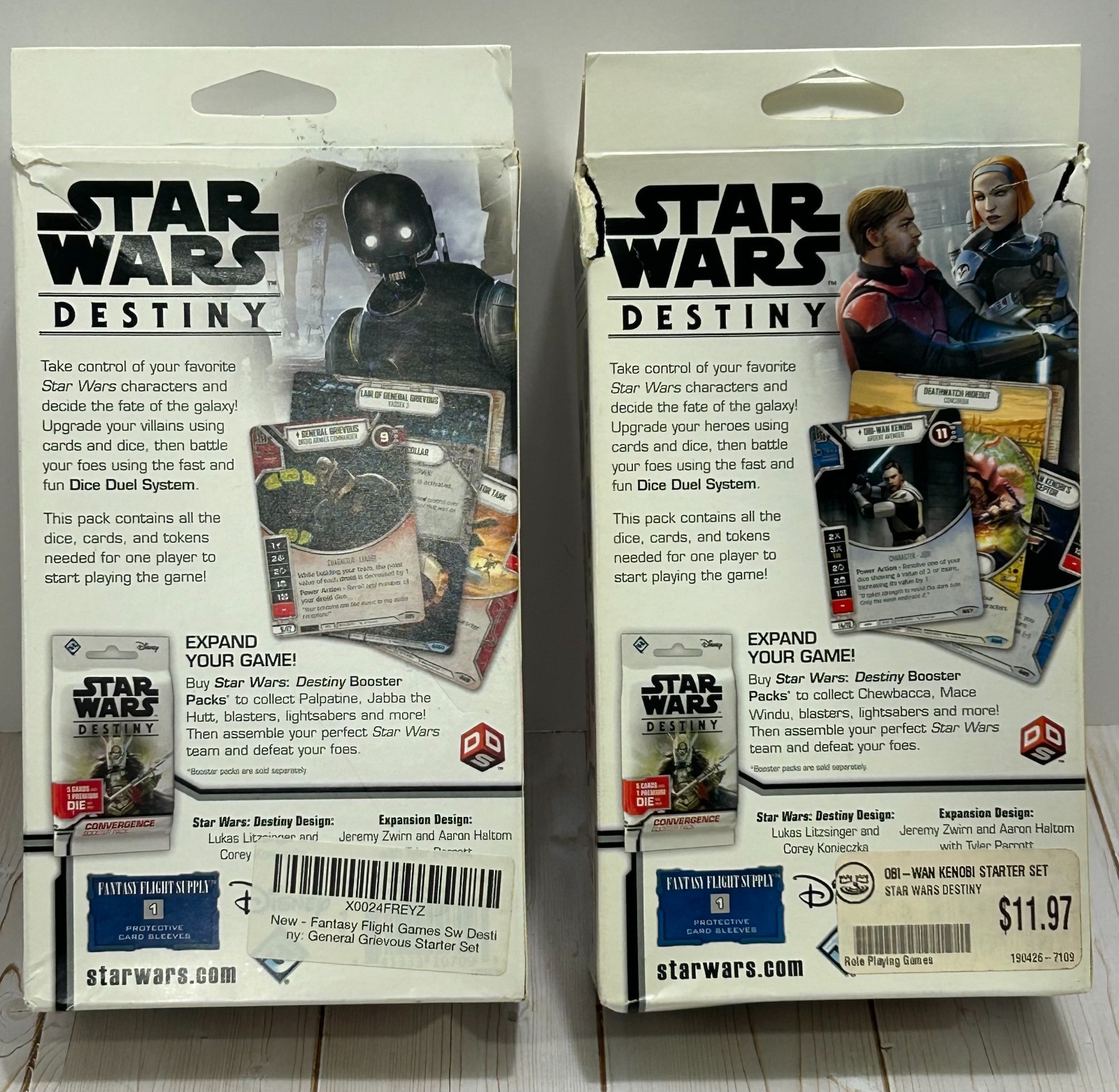 Star Wars Destiny Dice & Card Game Starter Packs ~ Gen. Grievous, Obi-Wan