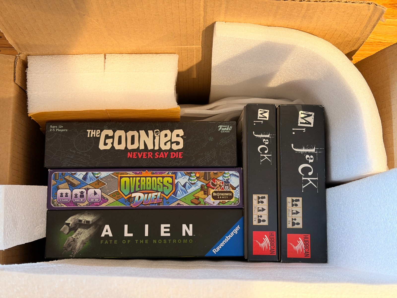 Board Game Bundle/Lot (Alien, The Goonies, Overboss, Mr Jack + Expansion)
