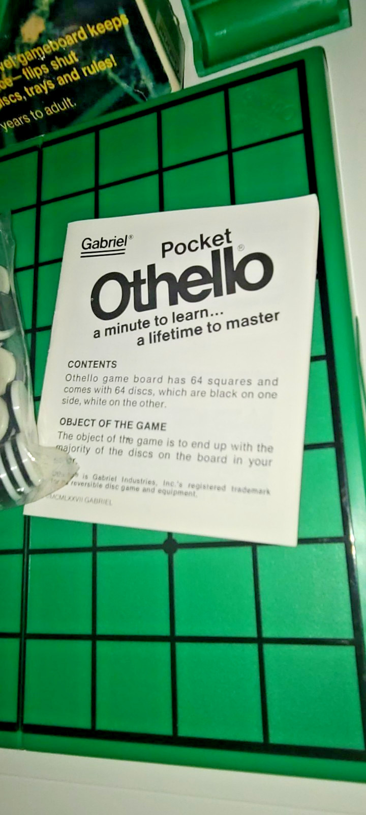 1970s OTHELLO Board Game POCKET Version By GABRIEL Sealed DISCS Pk – NOS w/Box
