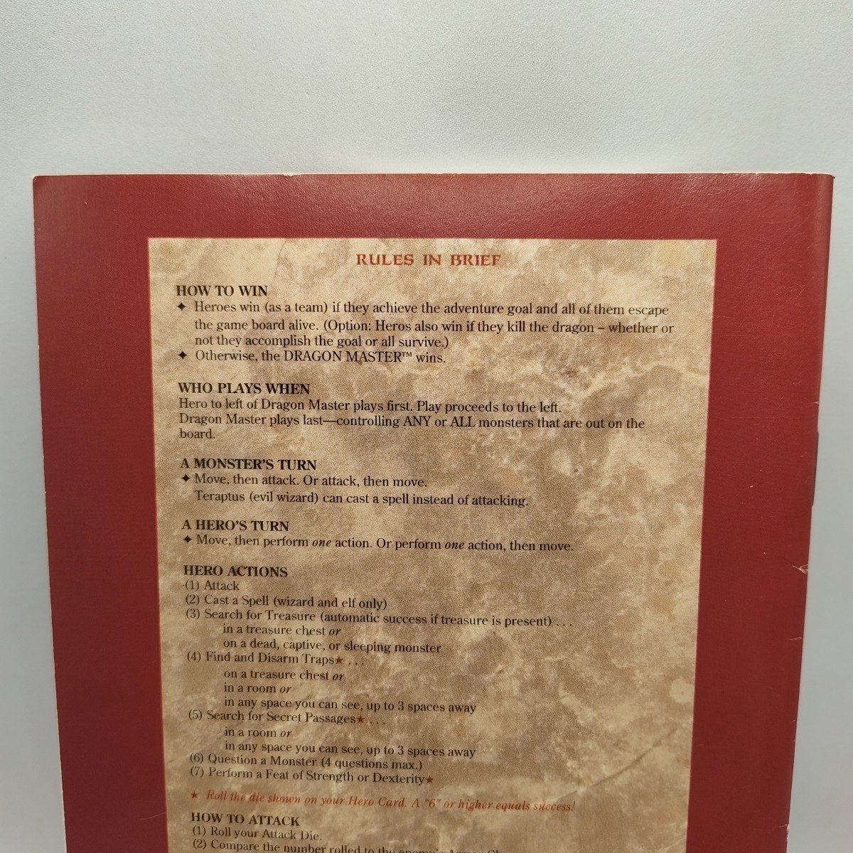 1993 Dragon Strike Board Game Replacement Instruction Manual Booklet Part Only