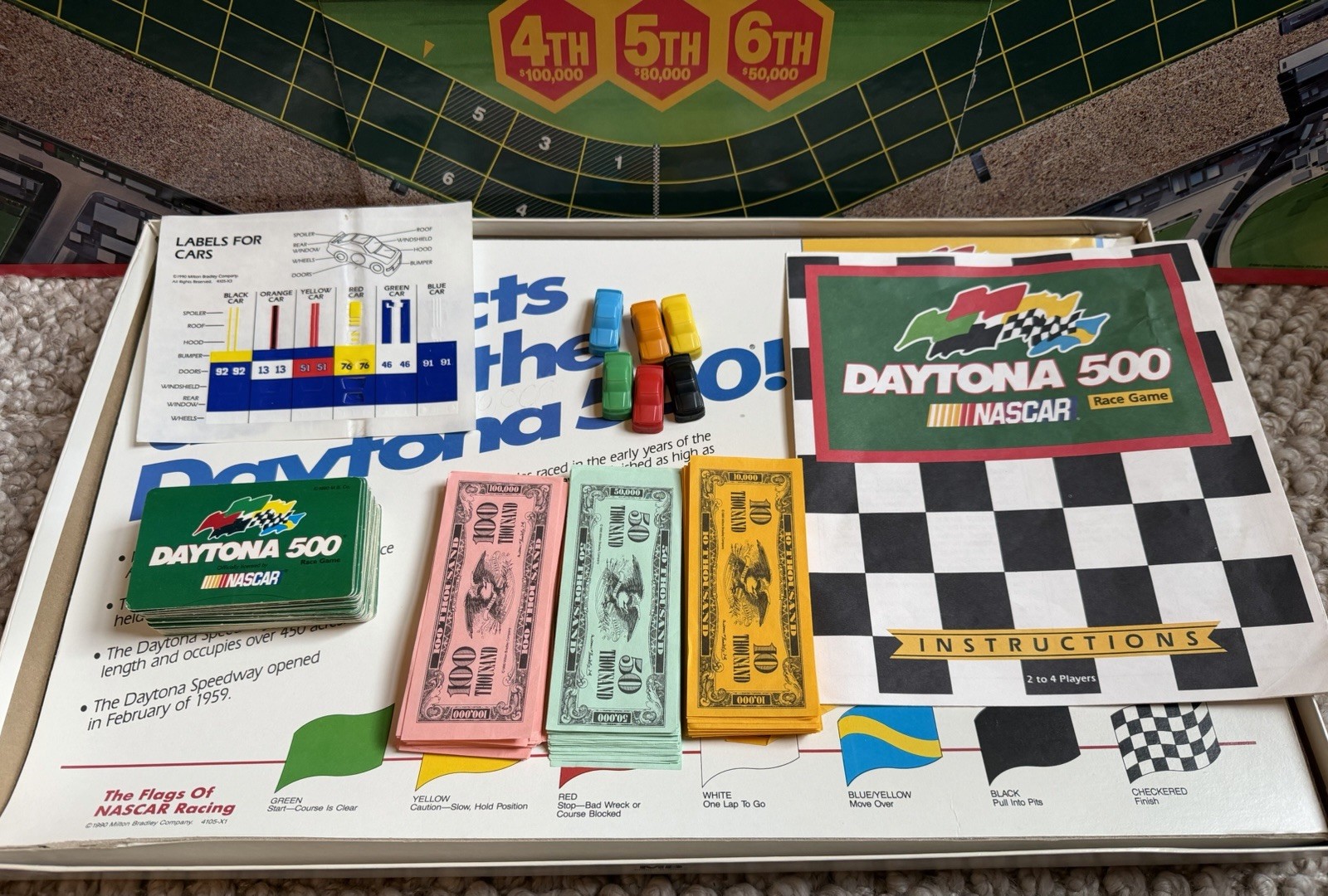 Vintage 1990 Milton Bradley Daytona 500 NASCAR Racing Board Game COMPLETE