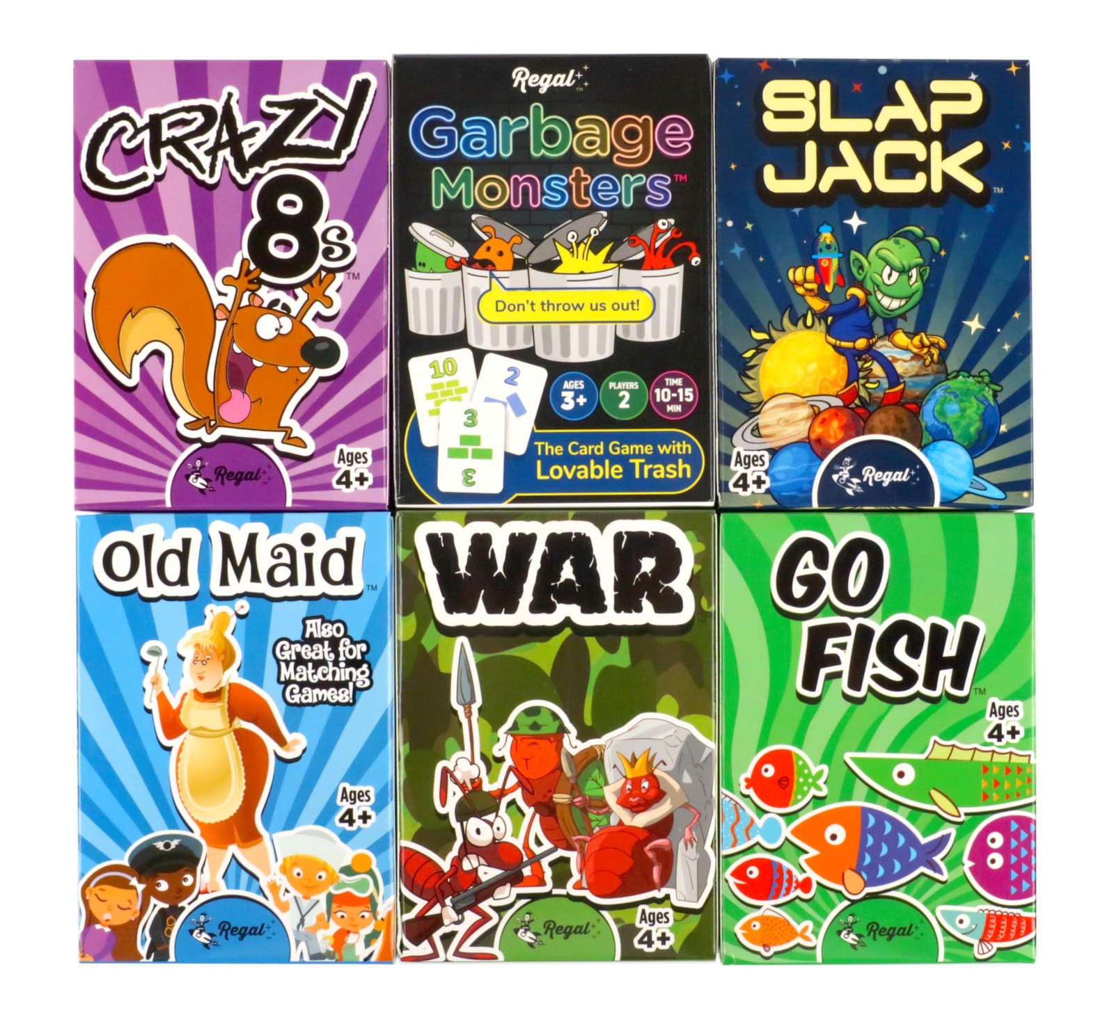 6 Pack Tabletop Game Set Fun Card Decks for Kids Family Entertainment