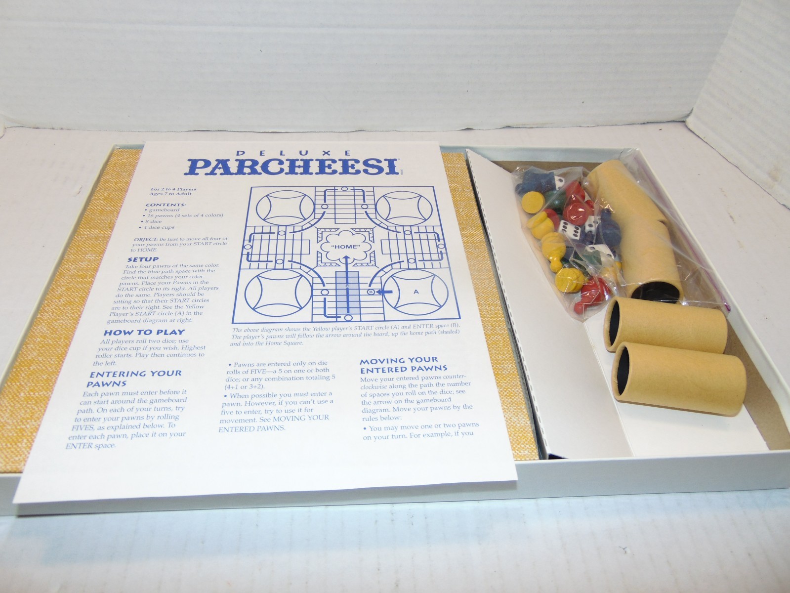 VINTAGE Deluxe Parcheesi COMPLETE Milton Bradley 1989 Classic Strategy