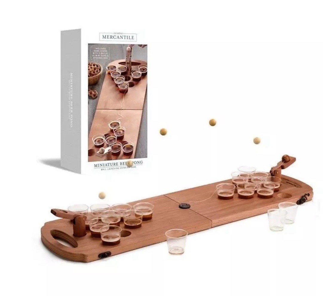 Studio Mercantile Mini Beer Pong Party Game: Board/Balls/Cups/Storage Bag NEW