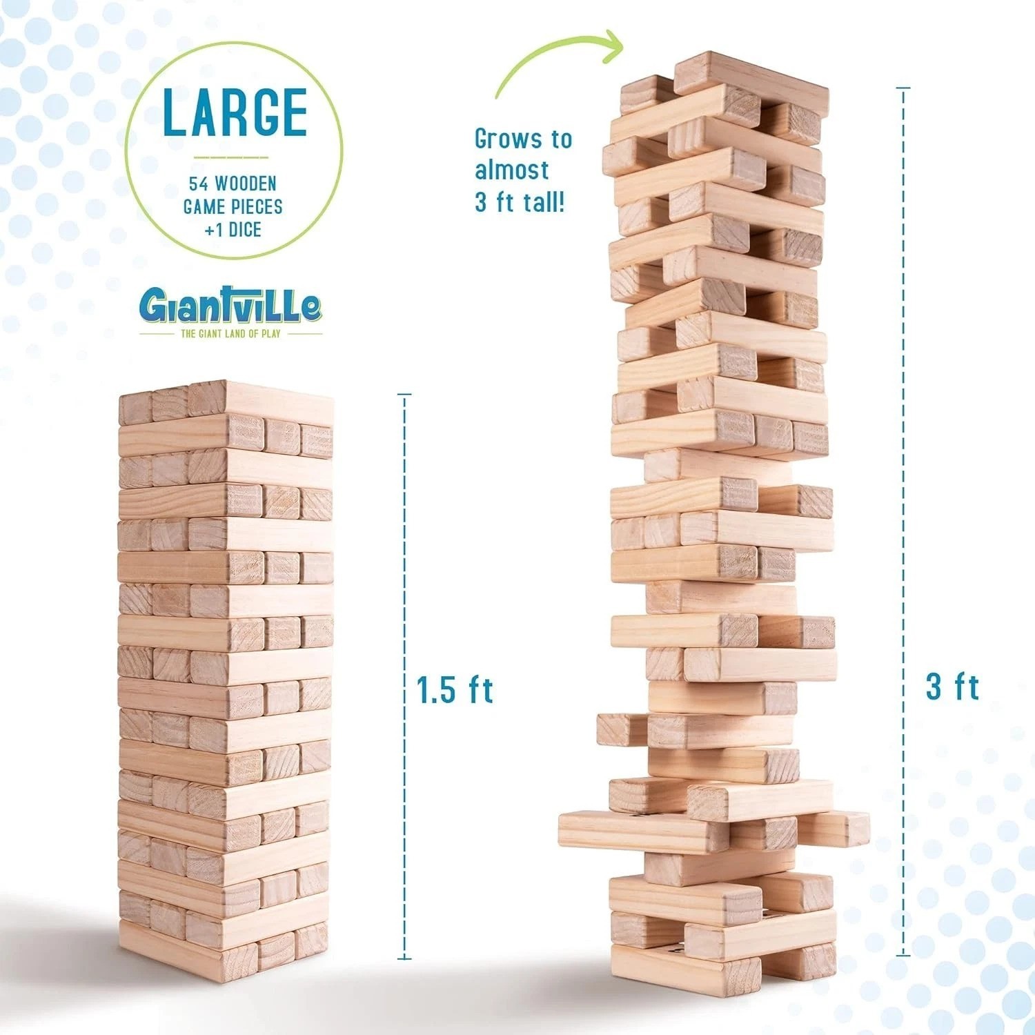 Entertainment for All Ages: 54-Piece Timber Tower Game in Durable Pine Wood