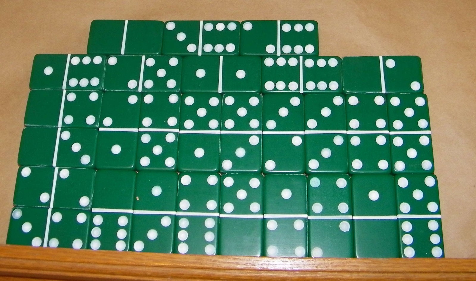 SET of MARBLELIKE DOMINOES made by Creative Plastics color GREEN in box SHORTY