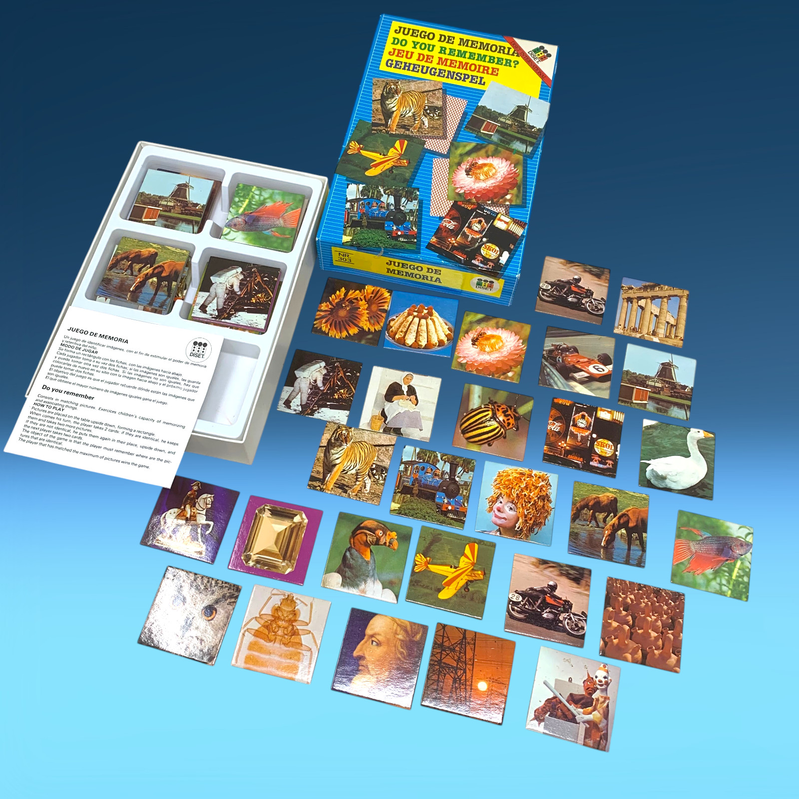 Vintage 1970’s DISET Memory Matching Game Complete Photo Tiles Spain Europe USA