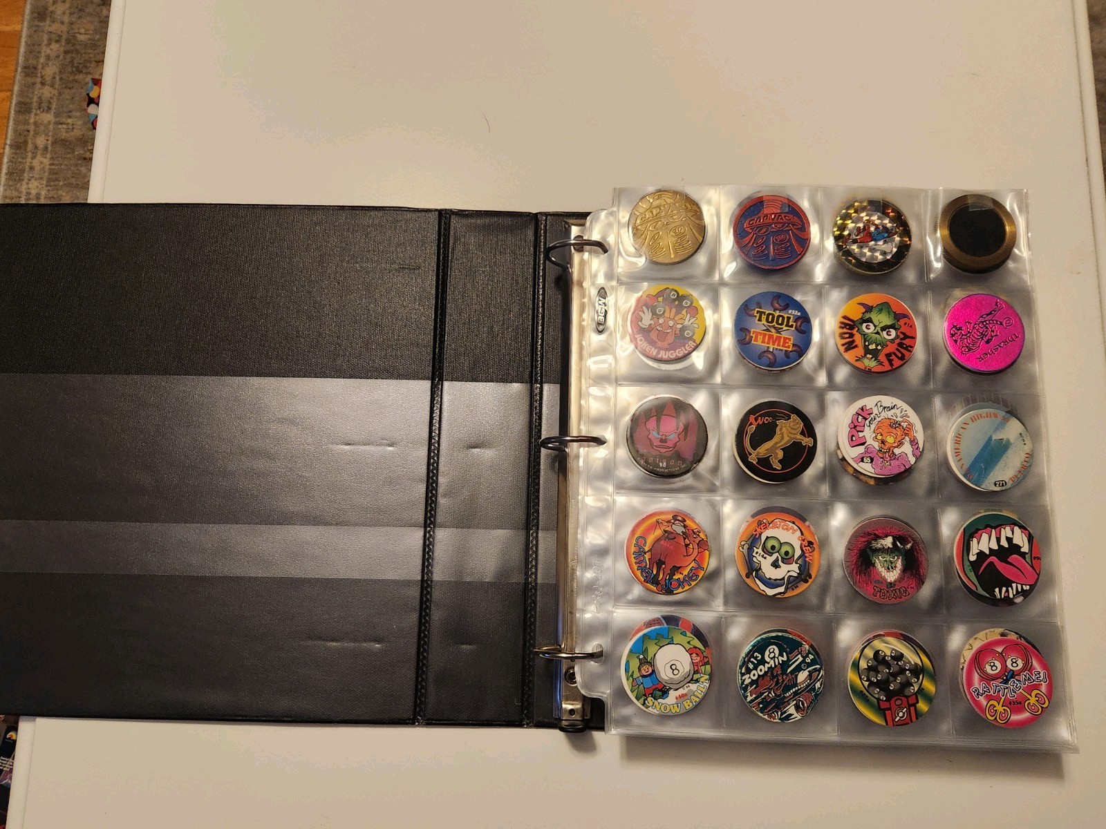 Vintage 90’s Pogs Lot Binder 600+, 3D Mirage Slammer, Pages, Travel Cans, Boxes