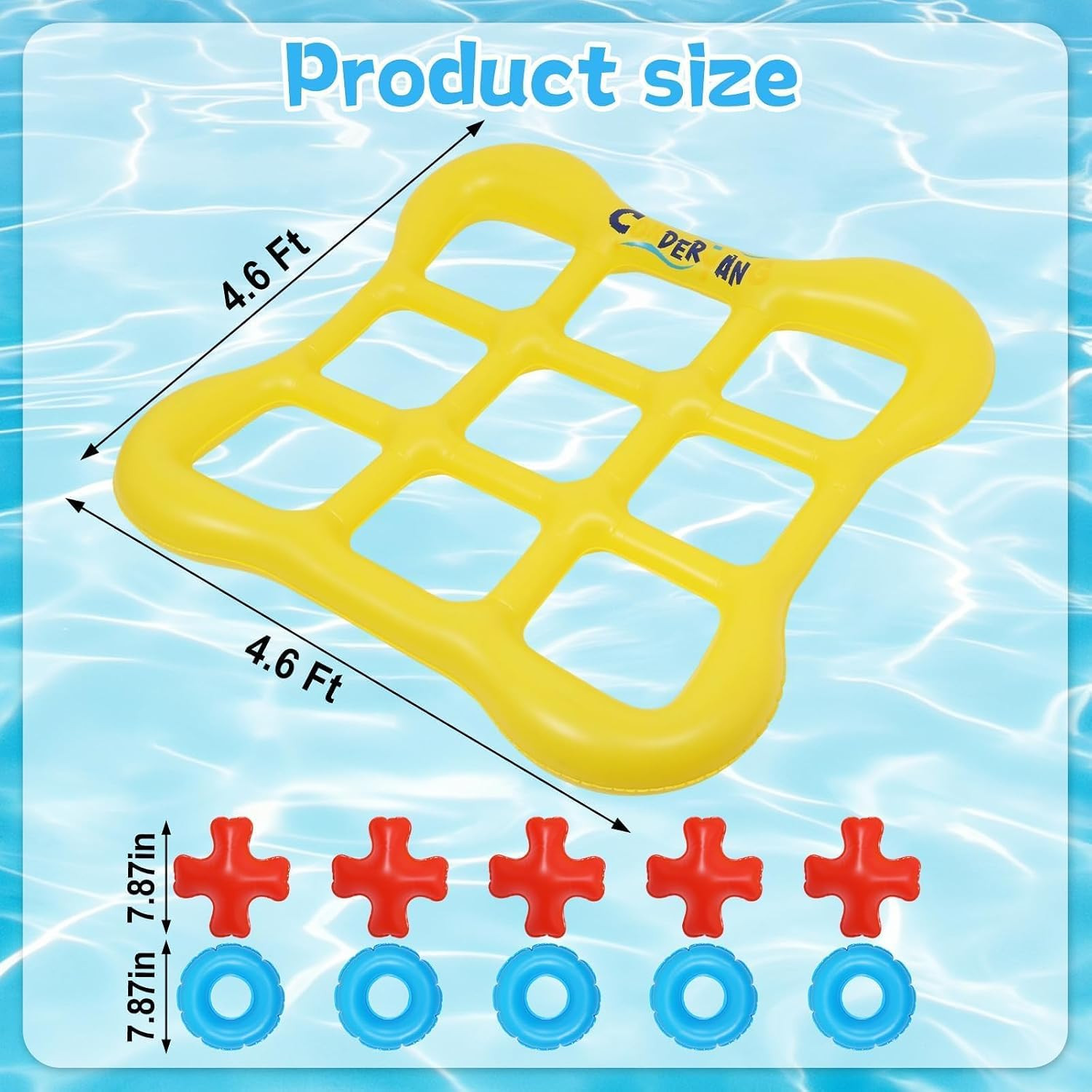Pool Games Set Giant Inflatable Tic-Tac-Toe Board with 10 Balls 2-10 Players 4.6