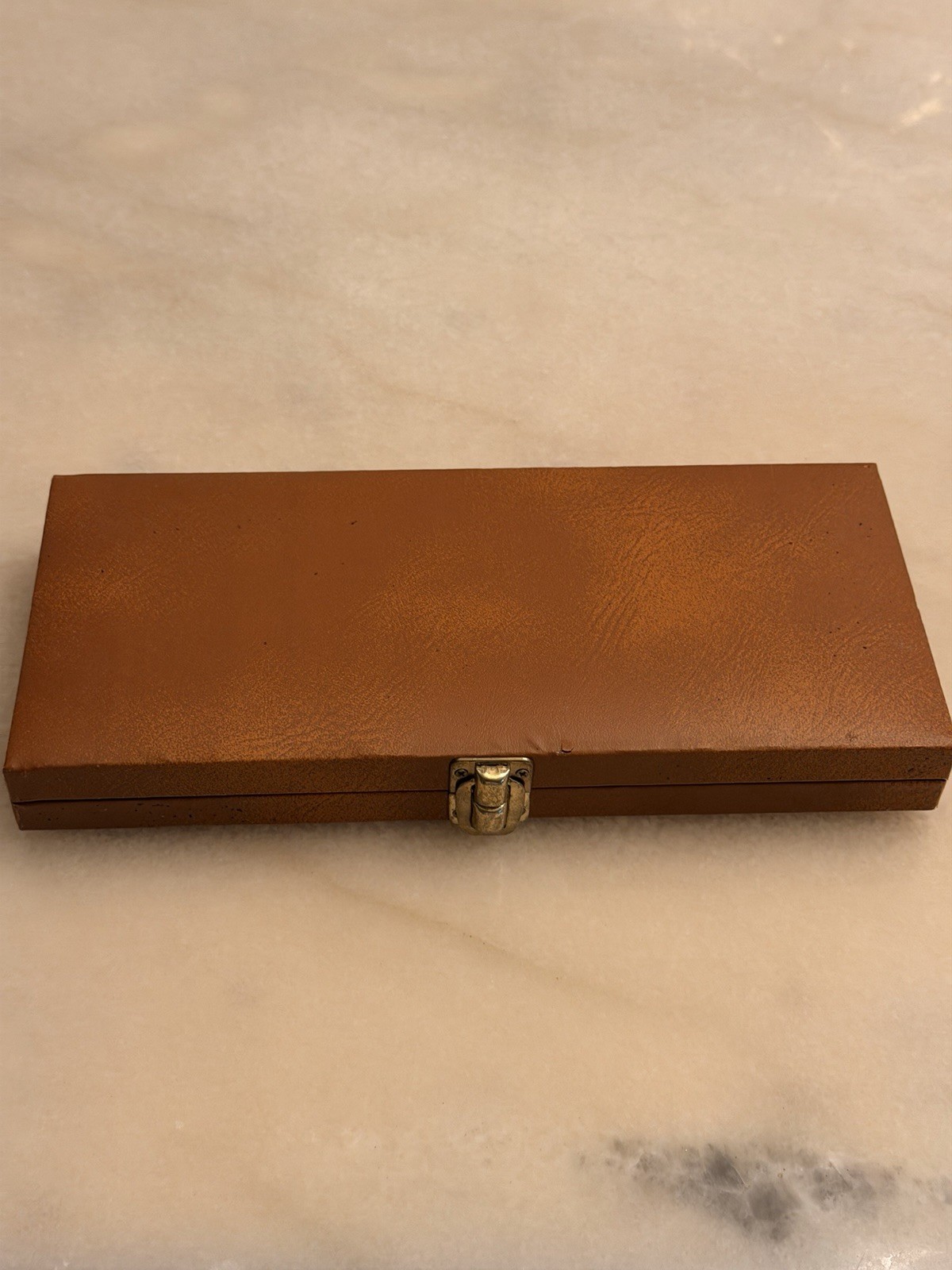 Vintage Mid-Century Solid Brass Double Six Dominoes Set(28) in FauxLeather Case