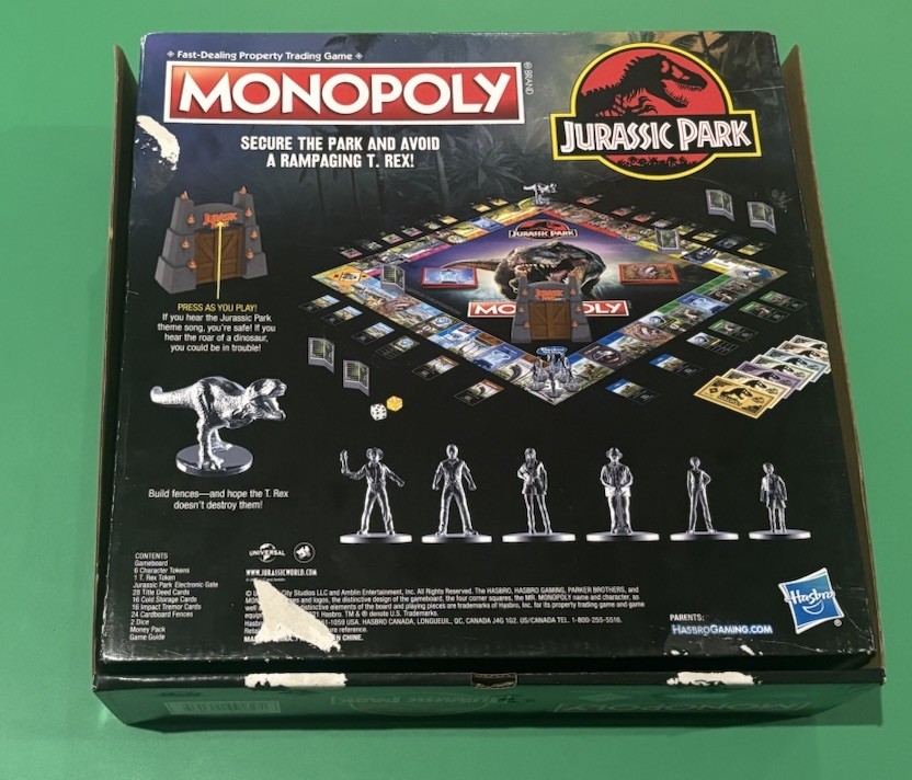 Monopoly Jurassic Park Edition Board Game (2021) – 100% Complete – Working Audio