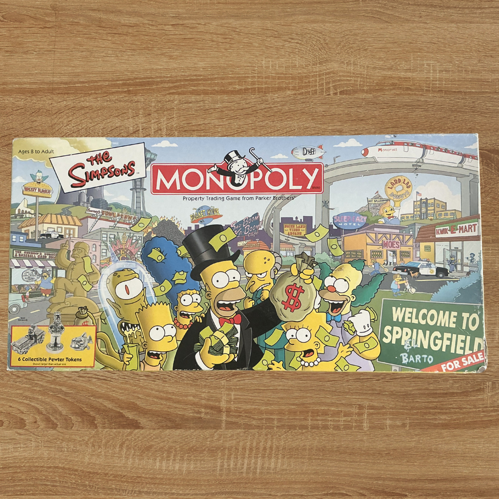 The SIMPSONS MONOPOLY Board Game 2001 INCOMPLETE Missing 3 items see Description