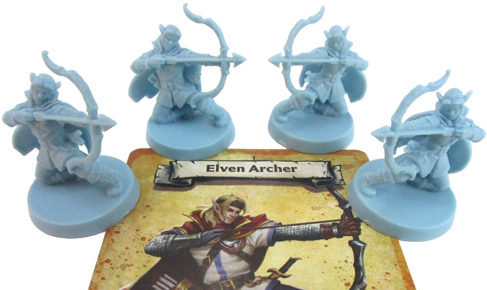 HEROQUEST: Mage Of The Mirror 4x ELVEN ARCHER Minis & Card NEW!!